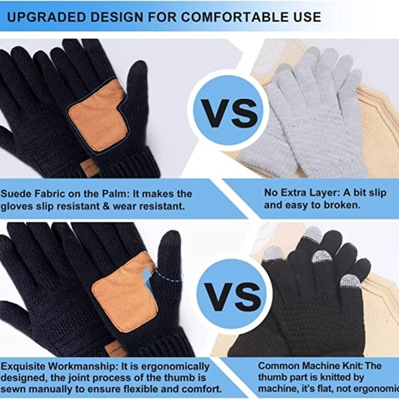 NEW Women Knit Wool Warm Thermal Thinsulate Lined Gloves - Picture 8 of 11